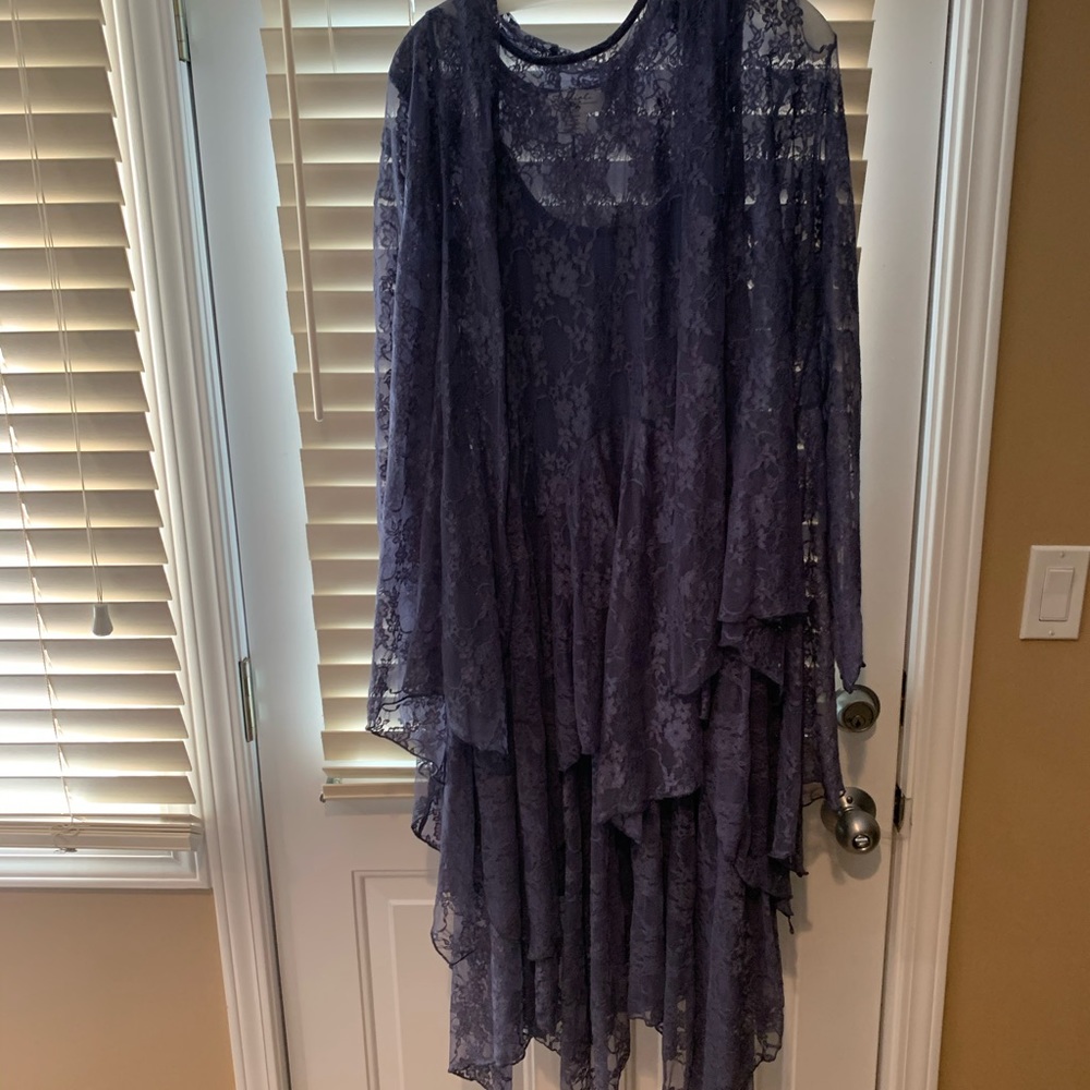 Lace midi dress and lace jacket